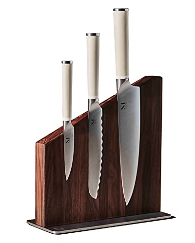  ATERIAL Knife Trio + Stand (Cool Neutral/Walnut)