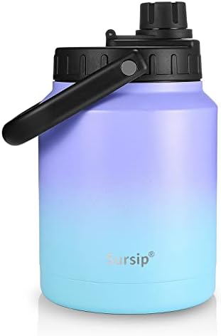 64 Oz Vacuum Insulated Water Jug,Half Gallon Stainless Steel Double Walled Water Bottle,18/8 Food-Grade Insulated Water Bottle ,Travel Drinking Water Flask-Cotton Candy