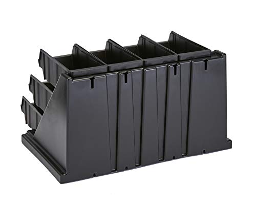  Cambro 12RS12110 Black Versa Self Serve Condiment Bin Stand Set With 3-Tier Stand And 12" Condiment Bins Case Of 1