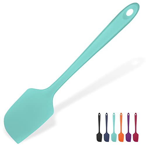  Heat Resistant Silicone Large Spatula: U-Taste 600ºF High Heat Flexible 11.38in Silicon Mixing Stirring Cooking Scraping Baking Bowl Scraper Seamless Spreader For Kitchen Nonstick Cookware (Aqua Sky)