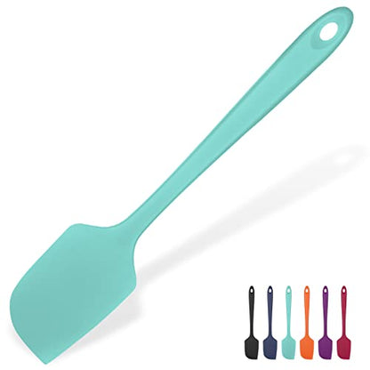  Heat Resistant Silicone Large Spatula: U-Taste 600ºF High Heat Flexible 11.38in Silicon Mixing Stirring Cooking Scraping Baking Bowl Scraper Seamless Spreader For Kitchen Nonstick Cookware (Aqua Sky)