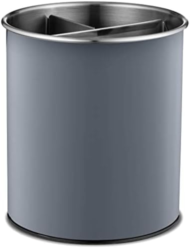  Xtra-Large Stainless Steel Kitchen Utensil Holder - 360° Rotating Utensil Caddy - Weighted Base For Stability - Utensil Crock With Removable Divider For Easy Cleaning - Countertop Utensil Organizer.