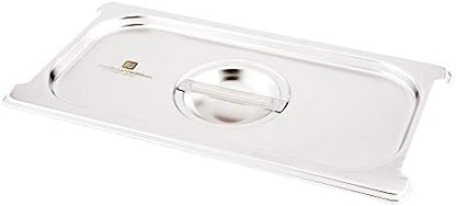  LID ONLY: Met Lux 10.25 X 6.25 Inch Steam Table Pan Lid, 1 Hotel Pan Lid - Fits 1/4 Size Steam Table Pan, Table Pan Sold Separately, Stainless Steel Steam Pan Cover, Built-In Handle - Restaurantware
