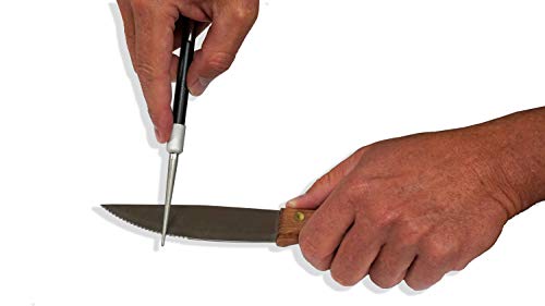  CcuSharp Dual Rod Retractable Diamond Knife Sharpener - Unbreakable, Retractable Diamond-Coated Steel Rod Quickly - Sharpens, Restores, Repairs & Hones Straight & Serrated Knives
