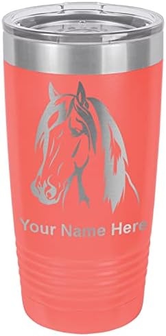  20oz Vacuum Insulated Tumbler Mug, Horse Head 1, Personalized Engraving Included (Black)