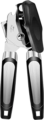  Can Opener Manual, 3-in-1 Heavy Duty Handheld Can Opener With Non-slip Soft Grip, Smooth Edge Manual Can Opener With Sharp Blade And Effort-saving Knob, Safe Multi-Function Bottle Opener, Easy To Use