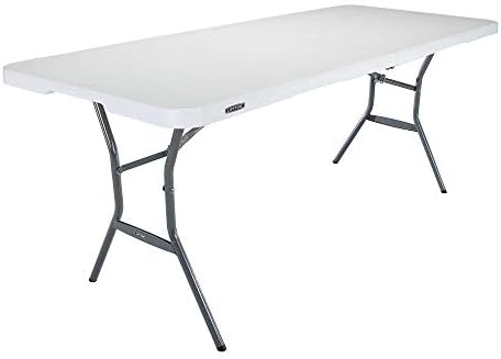 Lifetime 80753 Fold In Half Light Commercial Table, 6 Feet, Almond