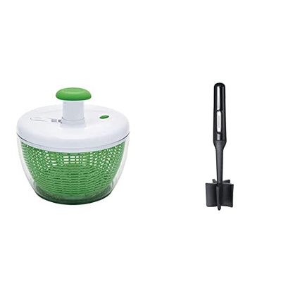  Easy To Use Pro Pump Spinner, Large 6.6 Quart, Green & Professional Heat Resistant Nylon, Masher & Smasher Meat, Ground Beef, Turkey & More, Hamburger Chopper Utensil, Pack Of 1, Black