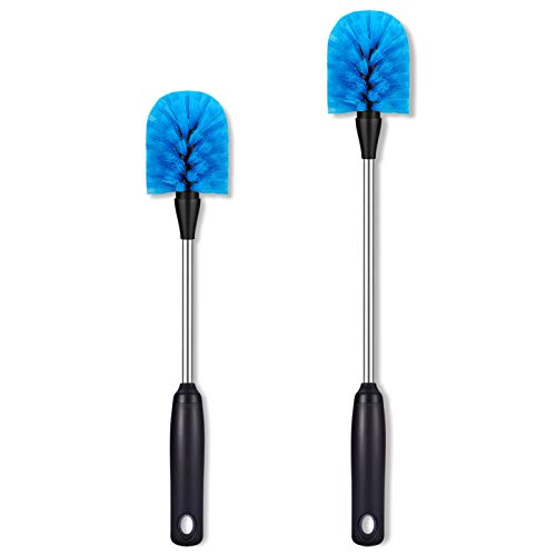  Tainless Steel Bottle Brush, 2 Pack Long Handle Water Bottle Scrubbing Brush, Built For Cleaning Sports Bottles, Baby Bottles, Cups, Mugs, Glasswares, Tumblers, Wine Decanters, Flask, 13 In - 15 In