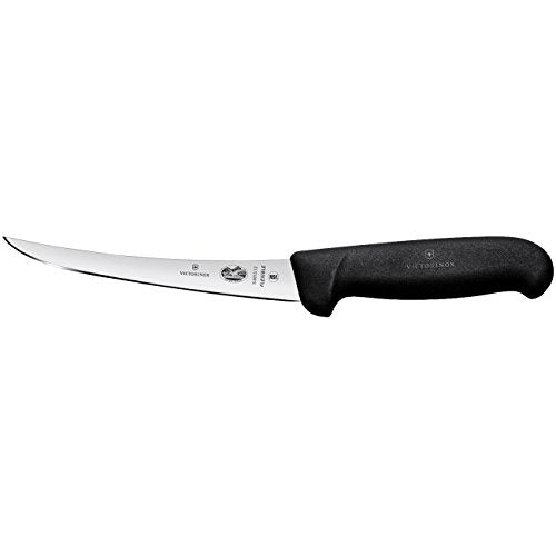 Victorinox 5" Boning Knife, Curved Blade, Flexible, Black Fibrox Handle 5.6613.12