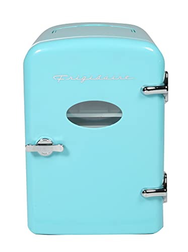 FRIGIDAIRE EFMIS151 Mini Portable Compact Personal Home Office Fridge Cooler BUILT IN SPEAKER, 4L & EFMIS175-BLUE Portable Mini Fridge-Retro Extra Large 9-Can Travel Compact Refrigerator, Blue