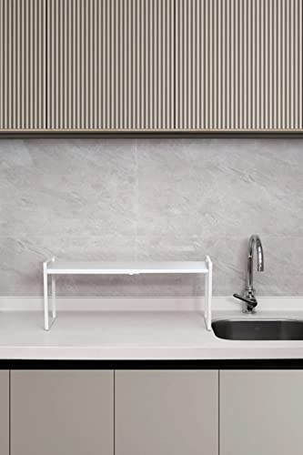 Nxconsu Expandable Cabinet Shelf Organizer Storage Rack Shelf Riser For Kitchen Pantry Cupboard Bathroom Under Sink Counter Countertop Desk Space Saver Freestanding Stackable Heavy Duty White Large