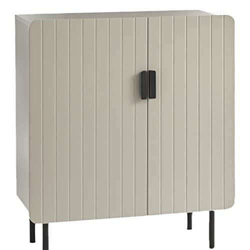  Modern Storage Pantry Cabinet 2 Doors Channel Front Buffet Sideboard Cupboard with 2 Adjustable Shelves for Home Kitchen Entryway Dining Room Bathroom, Taupe 36" H X 15.75" D x 31.6" W