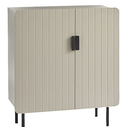  Modern Storage Pantry Cabinet 2 Doors Channel Front Buffet Sideboard Cupboard with 2 Adjustable Shelves for Home Kitchen Entryway Dining Room Bathroom, Taupe 36" H X 15.75" D x 31.6" W