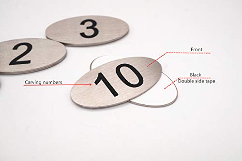  304 Stainless Steel Engraved Oval Table Black Numbers (1-20) Pubs Restaurants Clubs - 1 To 20