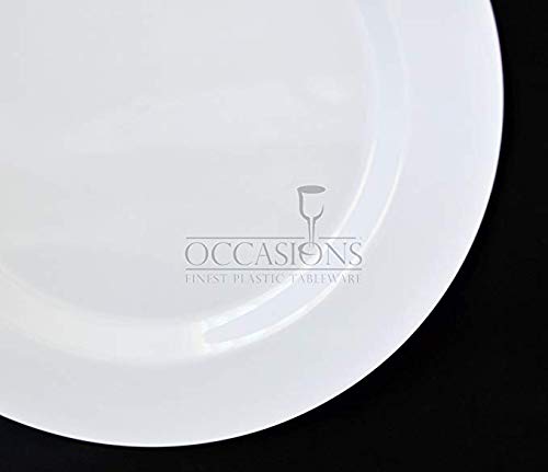  " OCCASIONS " 120 Plates Pack, Heavyweight Disposable Wedding Party Plastic Plates (10.5'' Dinner Plate, Plain White)