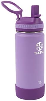  Actives Kids Insulated Stainless Steel Water Bottle With Straw Lid, 16 Ounce, Lilac/Ultra Violet