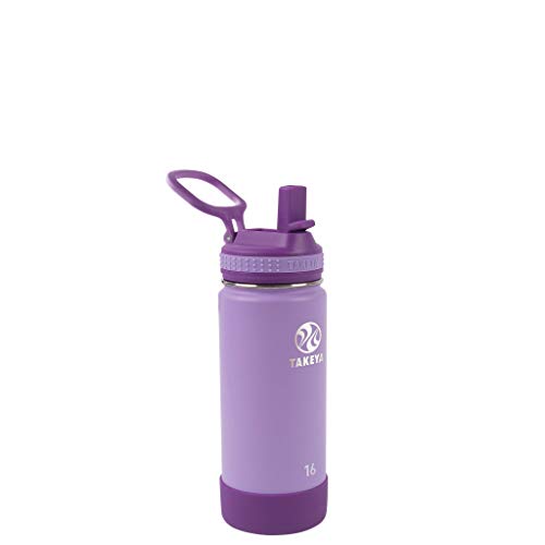  Actives Kids Insulated Stainless Steel Water Bottle With Straw Lid, 16 Ounce, Lilac/Ultra Violet