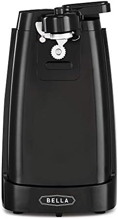 Bella Electric Can Opener, Automatic Can Opener, Knife Sharpener And Bottle Opener, Easy Safe Removable Cutting Lever, Cord Storage, Easy Clean-Up, Black