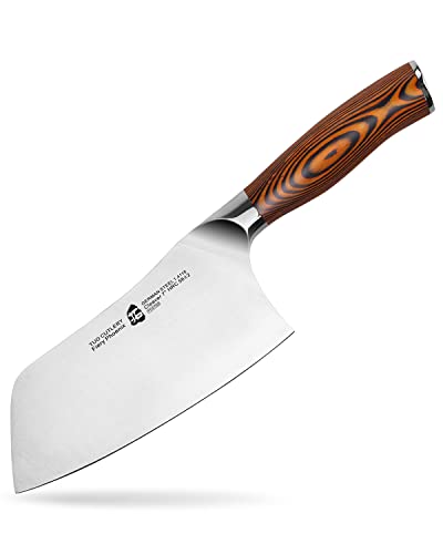  Cleaver Knife, Chinese Chef Knife Stainless Steel 7 Inch Vegetable Meat Cleaver With Pakkawood Handle, Heavy Duty Blade For Home Kitchen