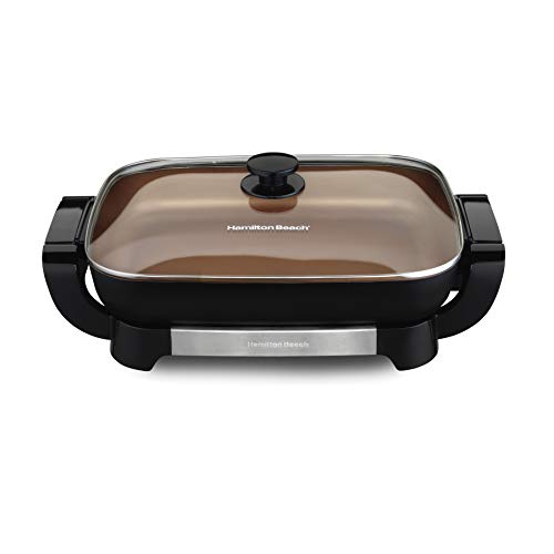 Hamilton Beach Durathon Ceramic Electric Skillet With Removable 12x15” Pan (38529K) & Durathon Ceramic Griddle Electric With 200 Square Inch PTFE & PFOA Free Cooking Surface (38519R)