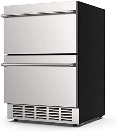  Wine And Beverage Refrigerator, 24 Inch Dual Zone Wine Fridge With Safety Locks, Under Counter Wine Cooler Beer Fridge Built-In Or Freestanding, Holds 20 Bottles And 57 Cans (Glass Door & Foam Door)