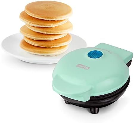 Dash Mini Maker Electric Round Griddle & Other On The Go Breakfast, Lunch & Snacks With Indicator Light + Included Recipe Book - Aqua,4 Inch & Mini Maker, Hash Browns, Keto Chaffles, 4 Inch, Black