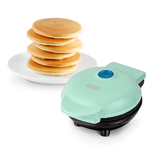 Dash Mini Maker Electric Round Griddle & Other On The Go Breakfast, Lunch & Snacks With Indicator Light + Included Recipe Book - Aqua,4 Inch & Mini Maker, Hash Browns, Keto Chaffles, 4 Inch, Black