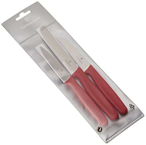 Victorinox 3-Piece Paring Knife, Stainless Steel, Red, 30 X 5 X 5 Cm