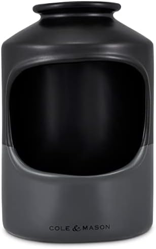 Cole & Mason H822140 Linton Black/Grey Utensil Pot Holder | Kitchen Organisation, Utensils Storage Jar | Ceramic | (H) 160 Mm X (D) 120 Mm | 2 Year Guarantee