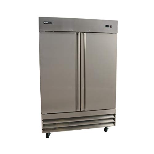  EakCold 2 Door Commercial Stainless Steel Freezer, White Interior; 47 Cubic Ft, 54" Wide