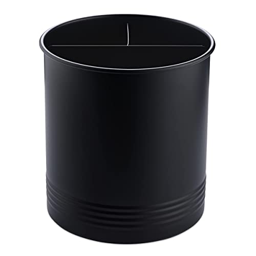  Steelware Central Utensil Holder With Removable Divider Extra Large Tools Organizer Storage, Matte Black