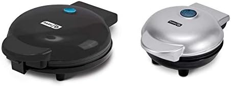 Dash Ash DEWM8100BK Express 8” Waffle Maker Machine, 8 Inch, Black & DMS001BK Mini Round, Electric Griddle Machine For Individual Pancakes, Cookies, Eggs & Other With Indicator Light, Black