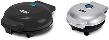 Dash Ash DEWM8100BK Express 8” Waffle Maker Machine, 8 Inch, Black & DMS001BK Mini Round, Electric Griddle Machine For Individual Pancakes, Cookies, Eggs & Other With Indicator Light, Black