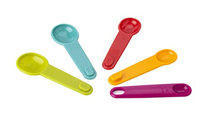  26799 Joie Measuring Spoons, Assorted Colors, Imperial And Metric Measurements, 5-Piece Set