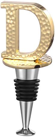  Initial Letter Wine Stopper, Monogram Hammered Metal, Perfect Wine Gift, Elegance Meets Utility, Wide Used In Kitchen Decor, Bar, Wedding Party, Gold Finish, Letter (A To Z) W