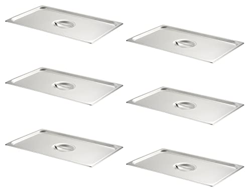  6 Pack Anti-Jam Hotel Pans, 1/3 Size 6 Inch Deep, NSF Commercial 18/8 Stainless Steel Chafing Steam Table Pan, Catering Storage Metal Food Pan