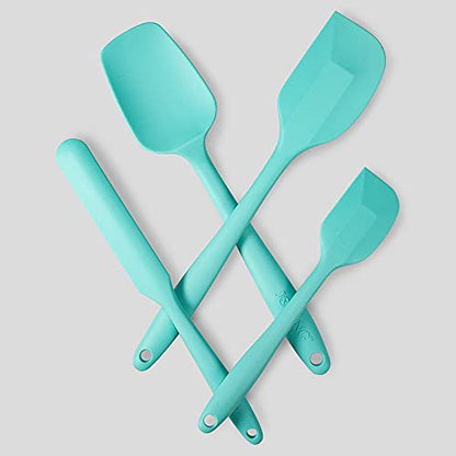  4 Piece Silicone Spatula Set, Flexible Heat Resistant Non-scratch Baking Cooking Rubber Spatulas With Stainless Steel Core, Aqua Sky