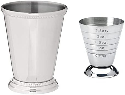  Julep Cup, Stainless & Julep Strainer, Stainless Steel