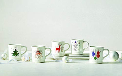 Le Creuset Stoneware Noel Collection: Santa Mug, 14 Oz, White W/Applique