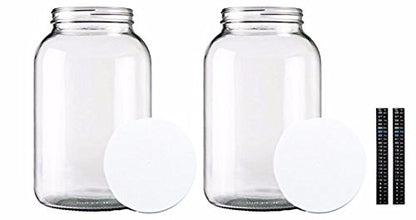  Ne Gallon Wide Mouth Jar With Lid And Dual Scale Thermometer-Set Of 2