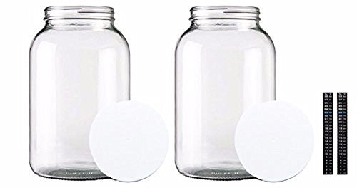  Ne Gallon Wide Mouth Jar With Lid And Dual Scale Thermometer-Set Of 2