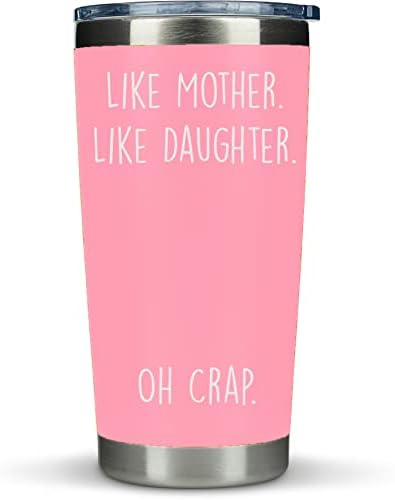  Mom Gifts From Daughter- Like Mother Like Daughter 20oz Coffee Travel Tumbler/Mug Purple - Funny Gift Idea For Mom, Mothers Day, Her, Unique, Best, Birthday, Presents