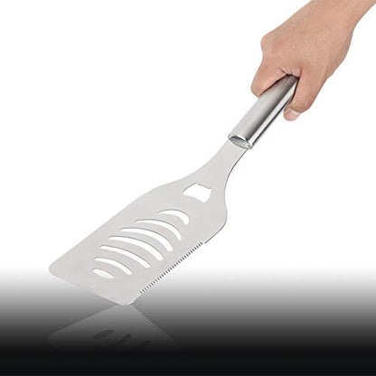  Extra Sturdy Grill Spatula With Bottle Opener-Heavy Duty Stainless Steel Metal BBQ Spatula- Large Metal Grilling Turner For Grilled Beef, Steak-4x6 In Hamburger Turner