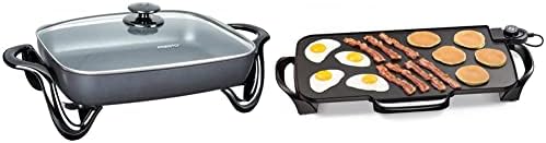 Presto 06852 16-Inch Electric Skillet With Glass Cover & 16-inch Electric Foldaway Skillet, Black