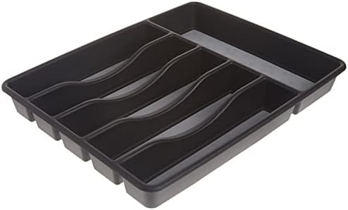  Rubbermaid No-Slip Large, Silverware Tray Organizer, Black With Gray