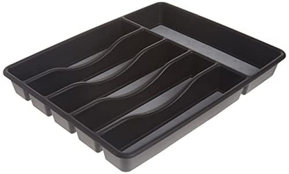  Rubbermaid No-Slip Large, Silverware Tray Organizer, Black With Gray