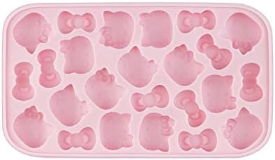  Hello Kitty Ice Cube Tray With Lid Container & Scoop, Easy-Release Silicone & Flexible 24pcs Cute Kitty Ice Cubes For Chingling Cocktail And Milk Tea (Pink)