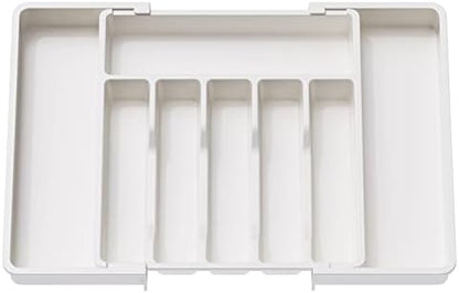  Silverware Drawer Organizer, Expandable Utensil Tray For Kitchen, Adjustable Flatware And Cutlery Holder, Compact Plastic Storage For Spoons Forks Knives, Large, Black
