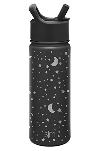  Kids Water Bottle With Straw Lid Vacuum Insulated Stainless Steel Metal Thermos Bottles | Reusable Leak Proof BPA-Free Flask For School | Summit Collection | 18oz, Lunar